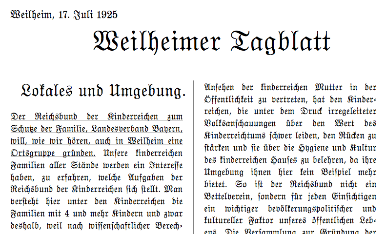 Weilheimer Tagblatt 1925